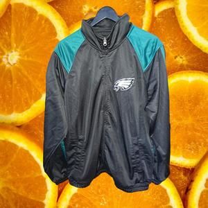 NFL Eagles Full‎ Zip Black with Green Accents Jacket Size XL